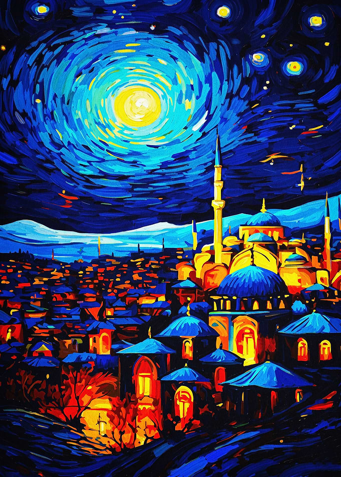 Istanbul Starry Night Van Gogh Art