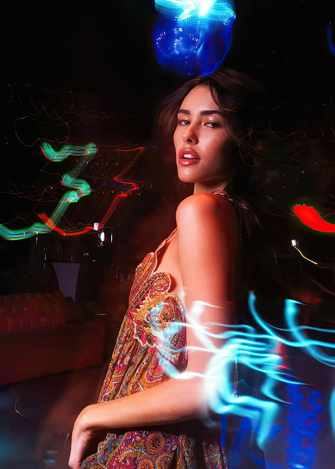 Madison Beer in Paisley Dress