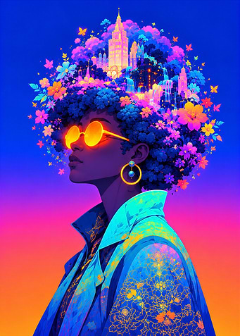 Neon City Garden Afro