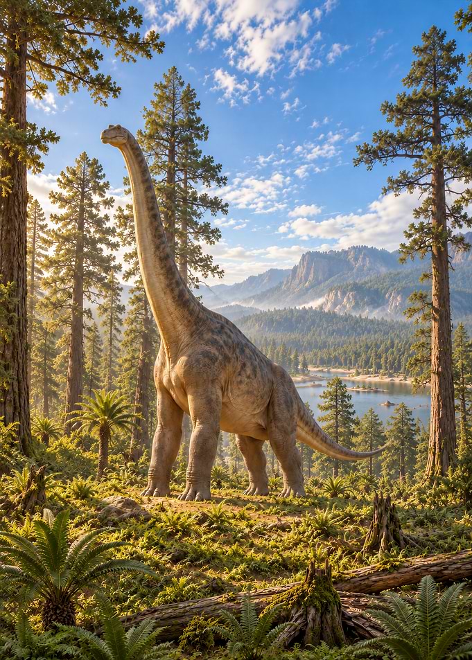 Majestic Brachiosaurus in Prehistoric Forest