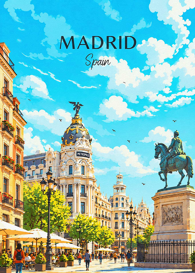 Madrid Spain Travel Poster Art