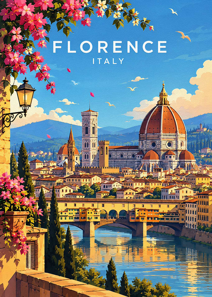 Florence Italy Vintage Travel Poster