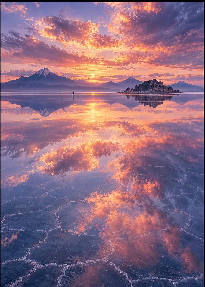 Stunning Sunset Reflection on Salt Flats