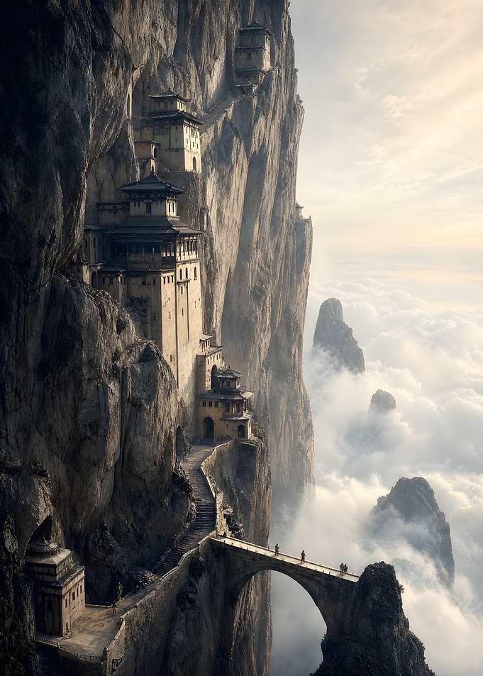 Monastery Built Into High Mountain Cliffs