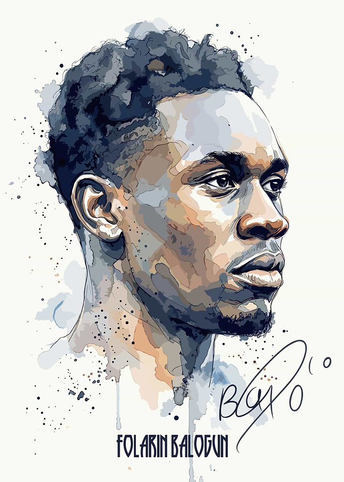 Folarin Balogun Watercolor Portrait
