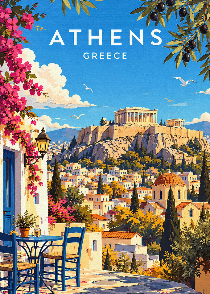 Athens Greece Travel Poster