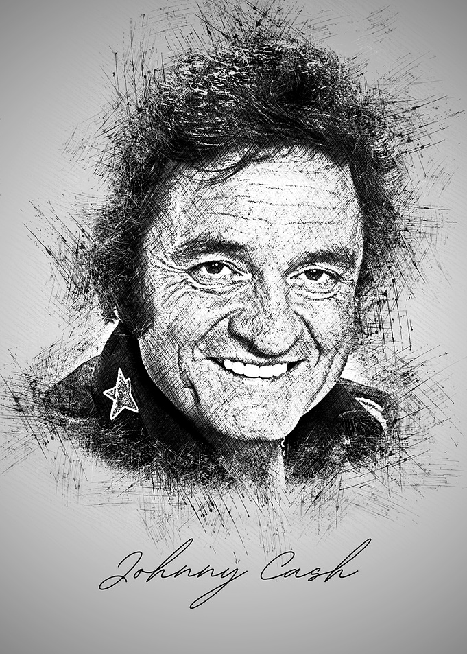Johnny Cash Sketch Portrait