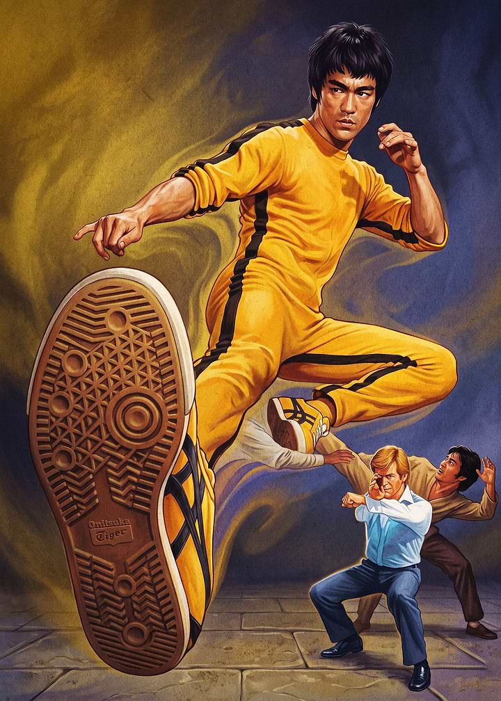 Martial Artist Kick Action Retro Ar