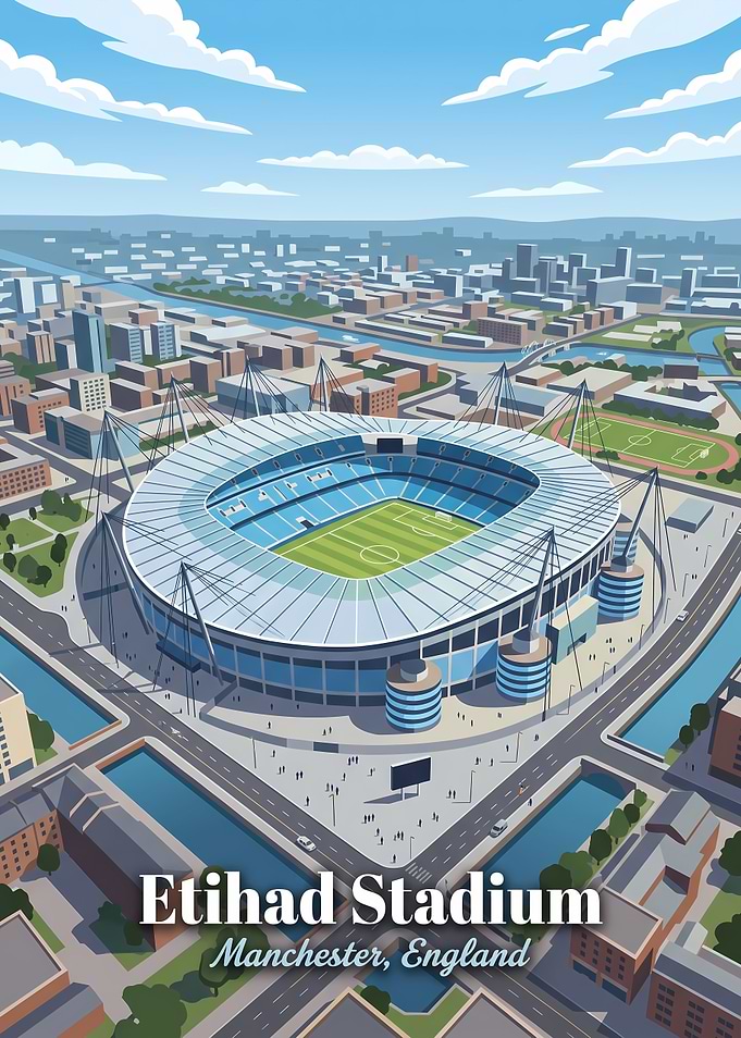 Etihad Stadium Manchester England Illustration