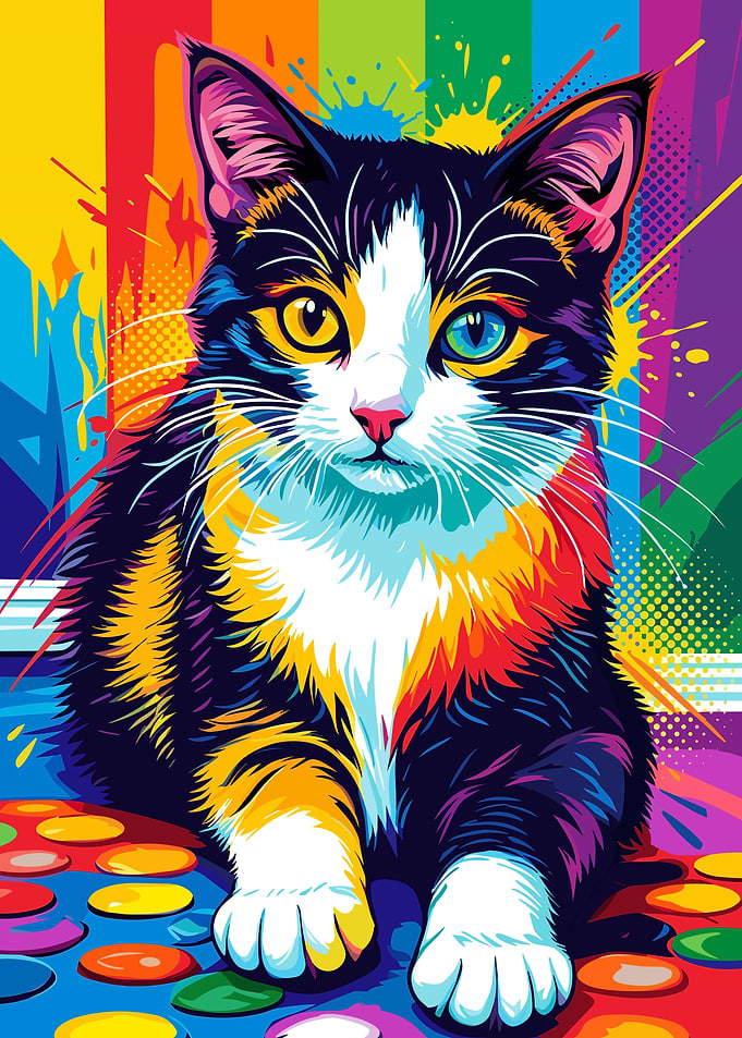 Colorful Pop Art Cat Portrait