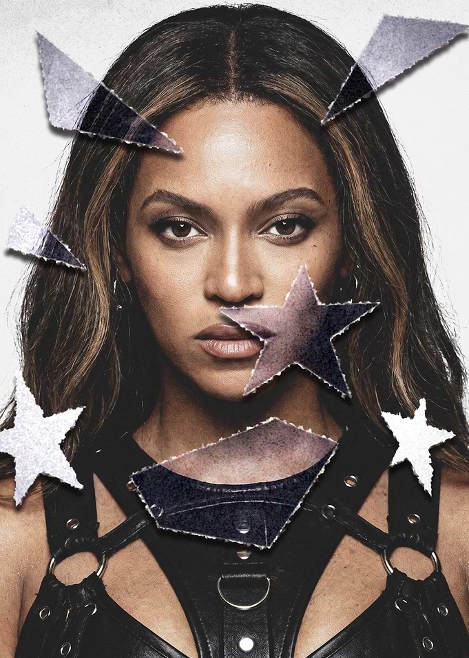 Beyoncé Portrait with Star Cutouts