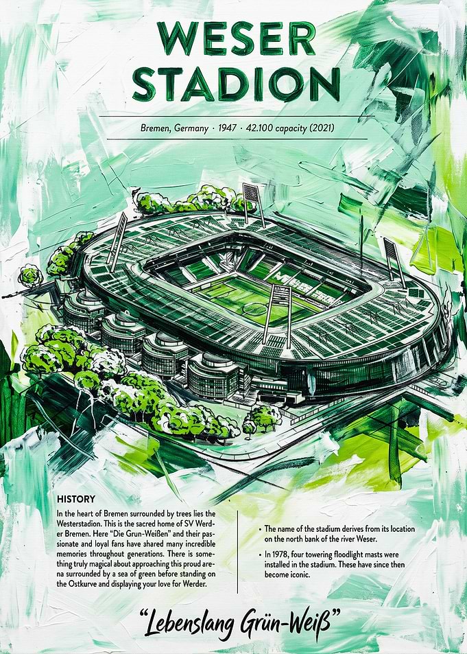 Weserstadion Bremen Stadium Art Print