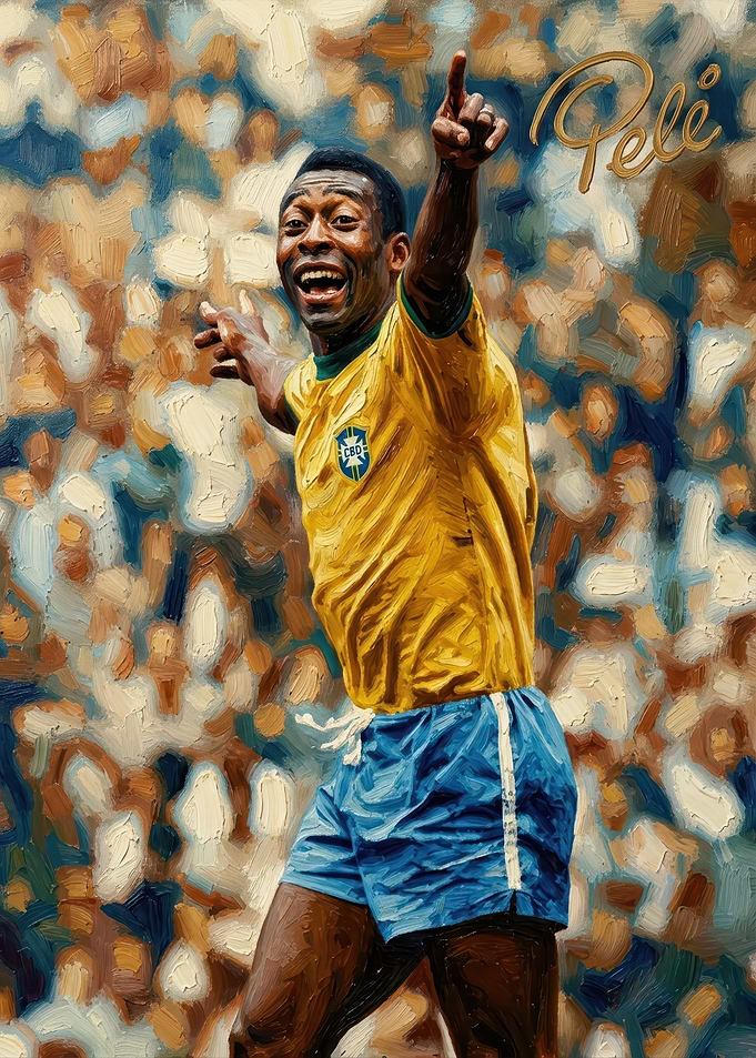 Pelé Celebrating Goal Oil Painting