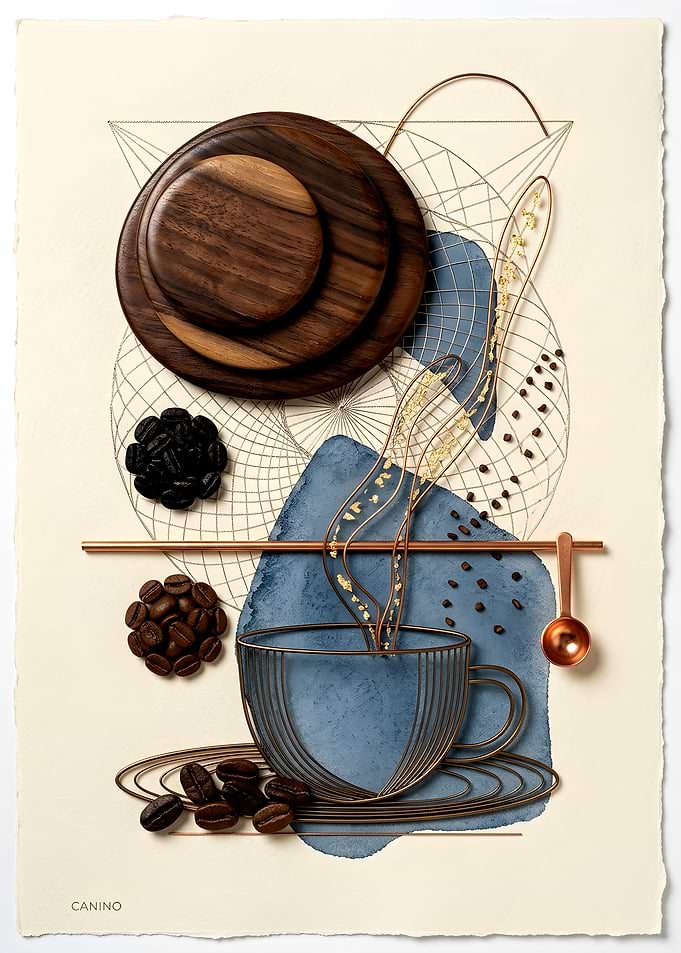 Abstract Coffee Art with Geometric Elements