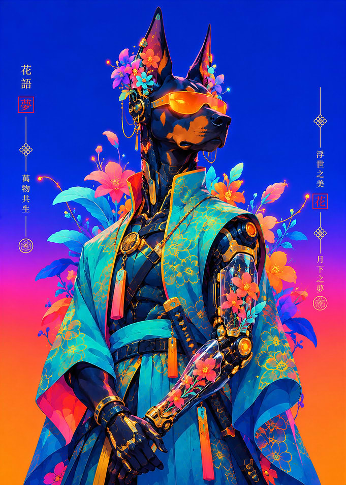 Cyberpunk Doberman Samurai