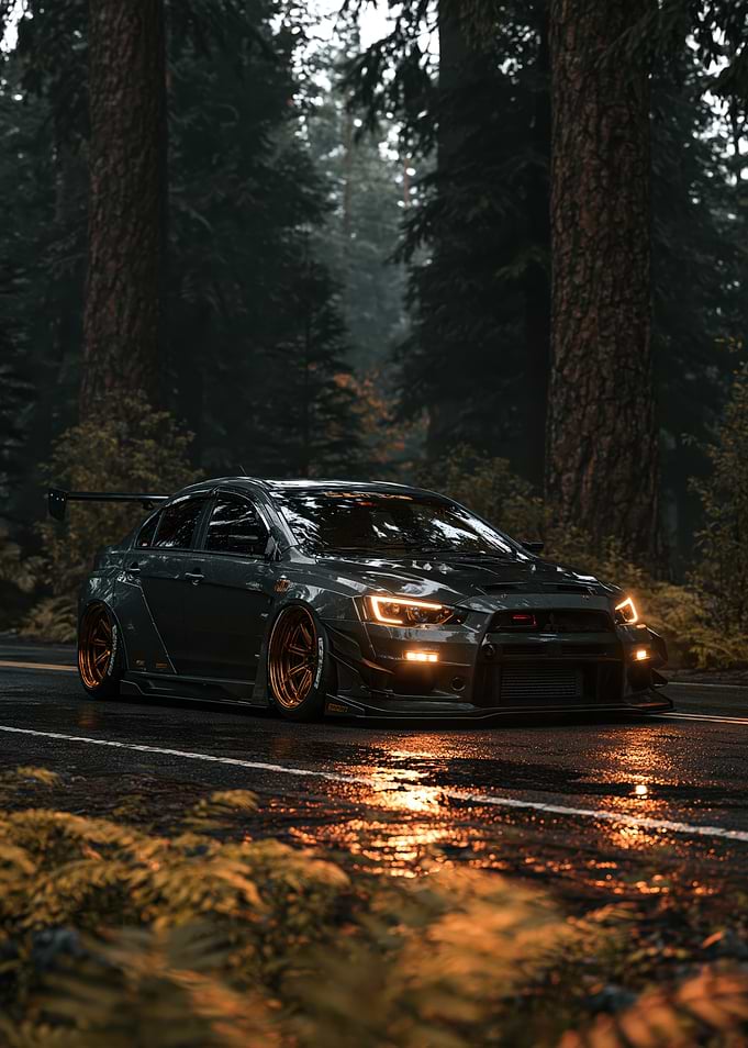 Modified Mitsubishi Lancer Evolution in Forest
