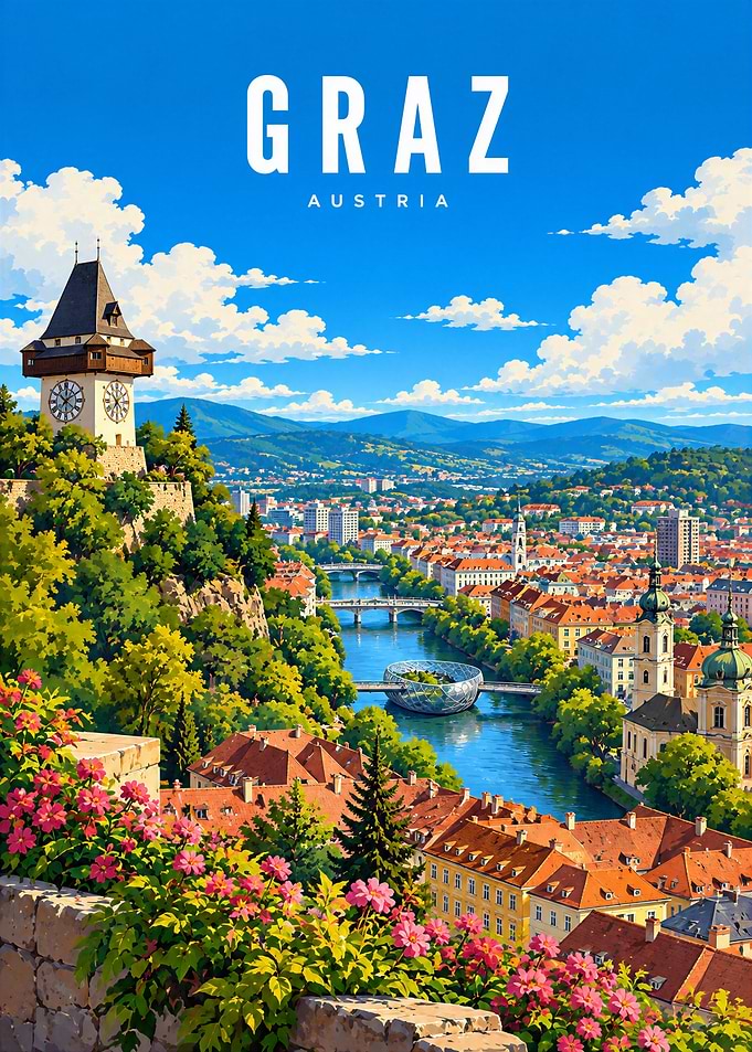 Graz Austria Travel Poster