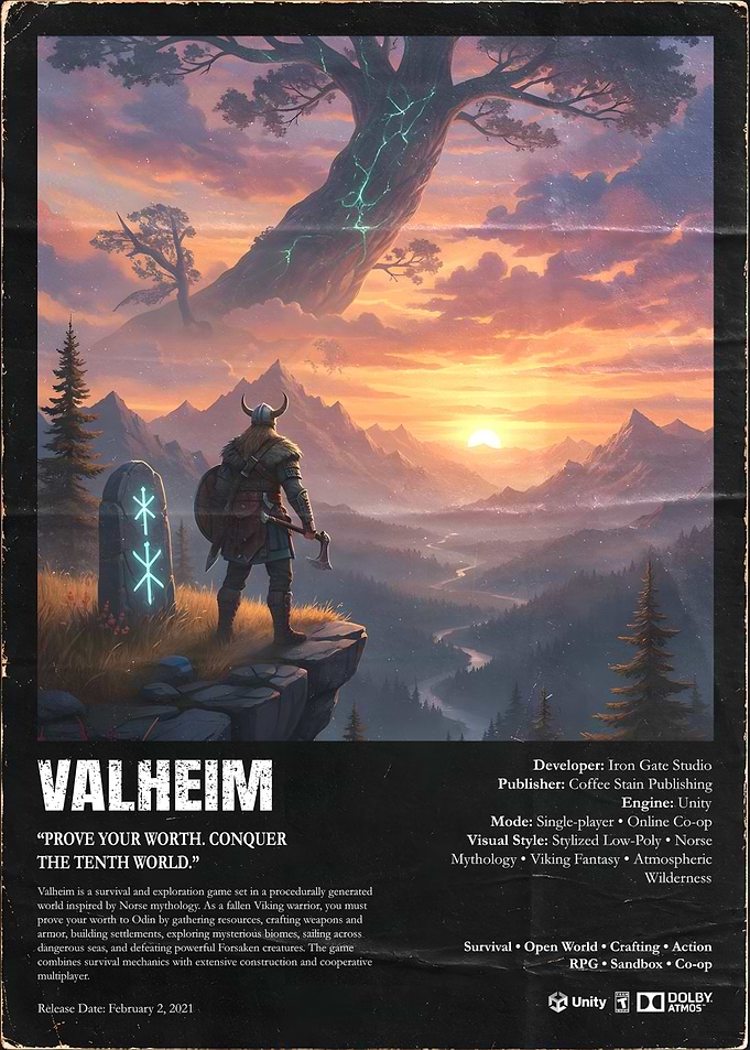 Valheim Viking Survival Game Poster