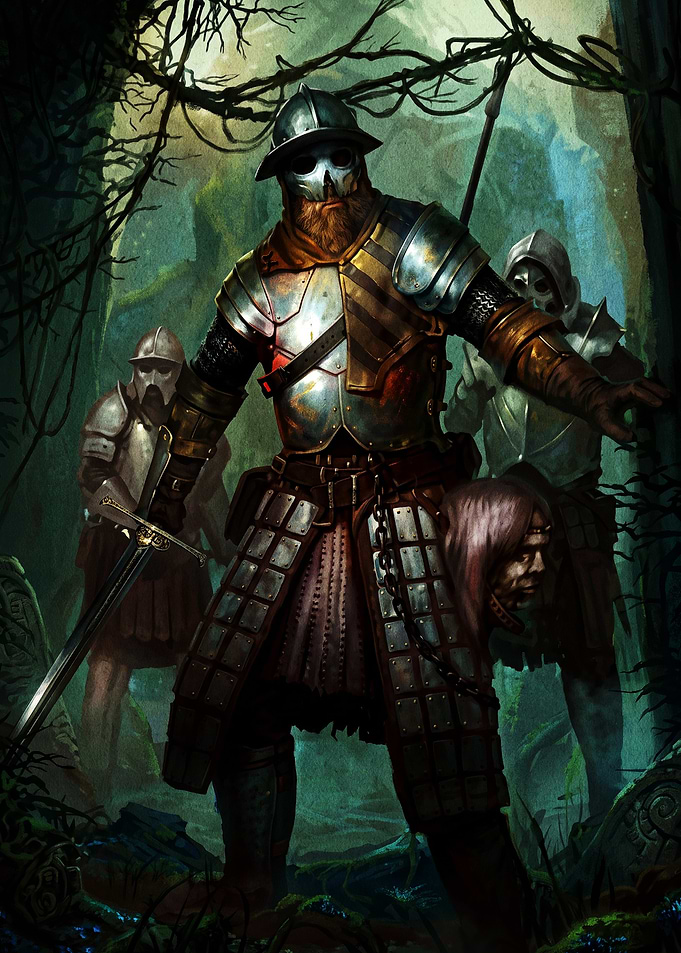 Armored Soldiers in Dark Forest