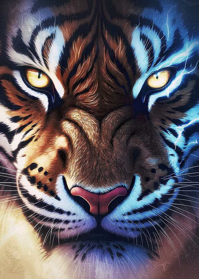 Electric Tiger Face Close-up
