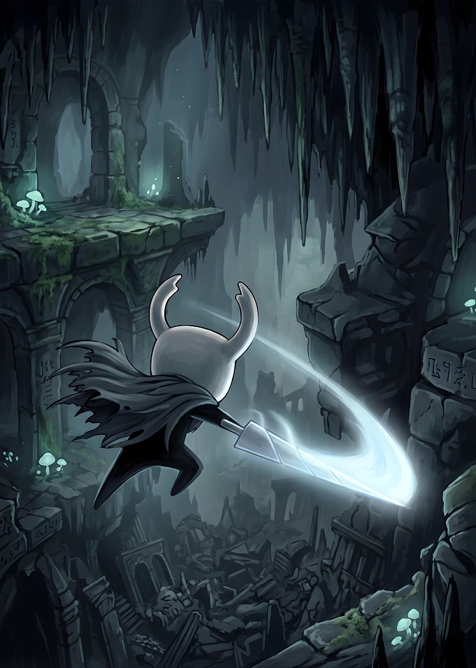 Hollow Knight The Knight Swinging Nail in Hallownest