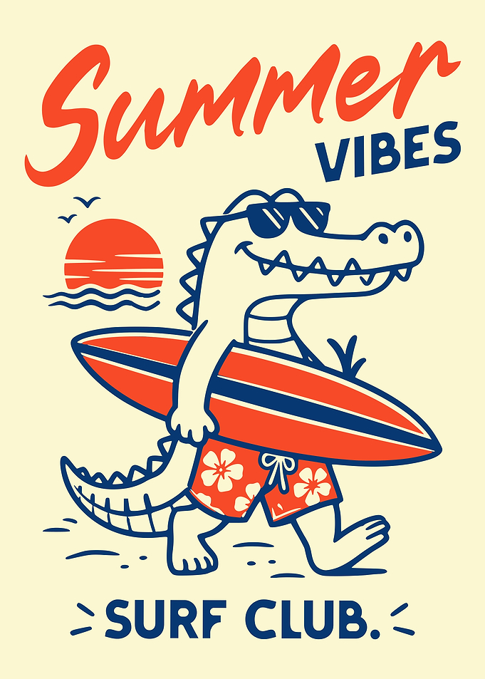 Summer Vibes Surf Club Crocodile