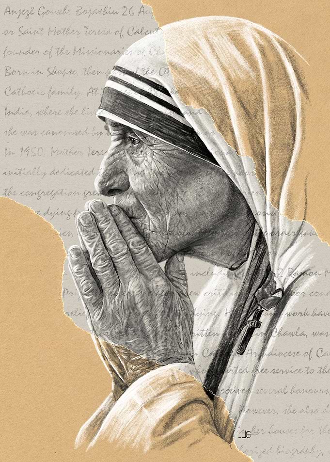 Mother Teresa Portrait Sketch