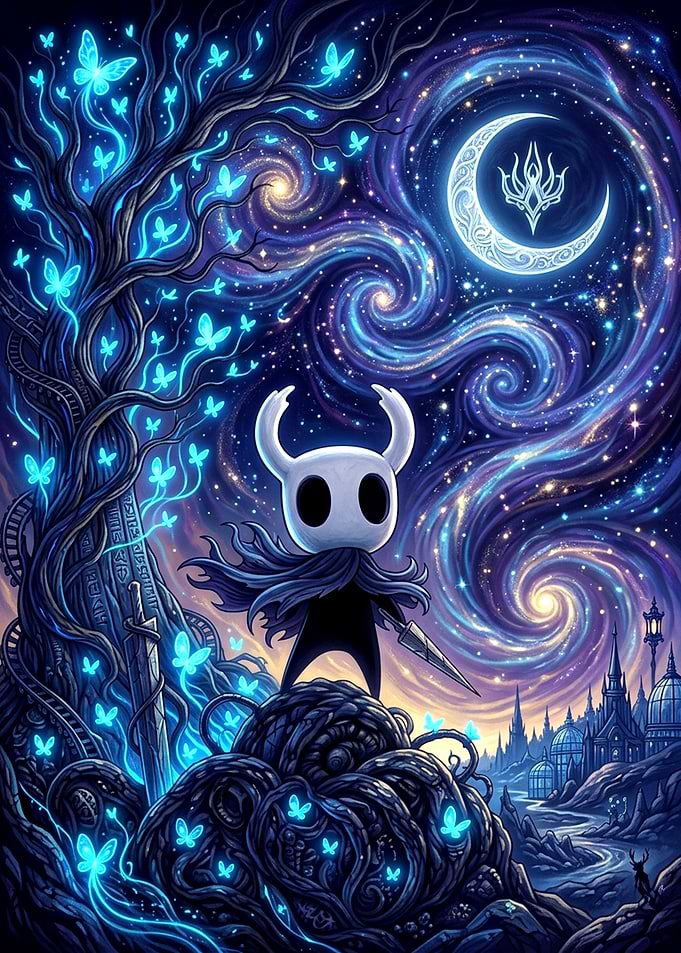 Hollow Knight Starry Night Fantasy Art