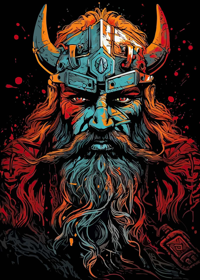 Viking Warrior Portrait Digital Art