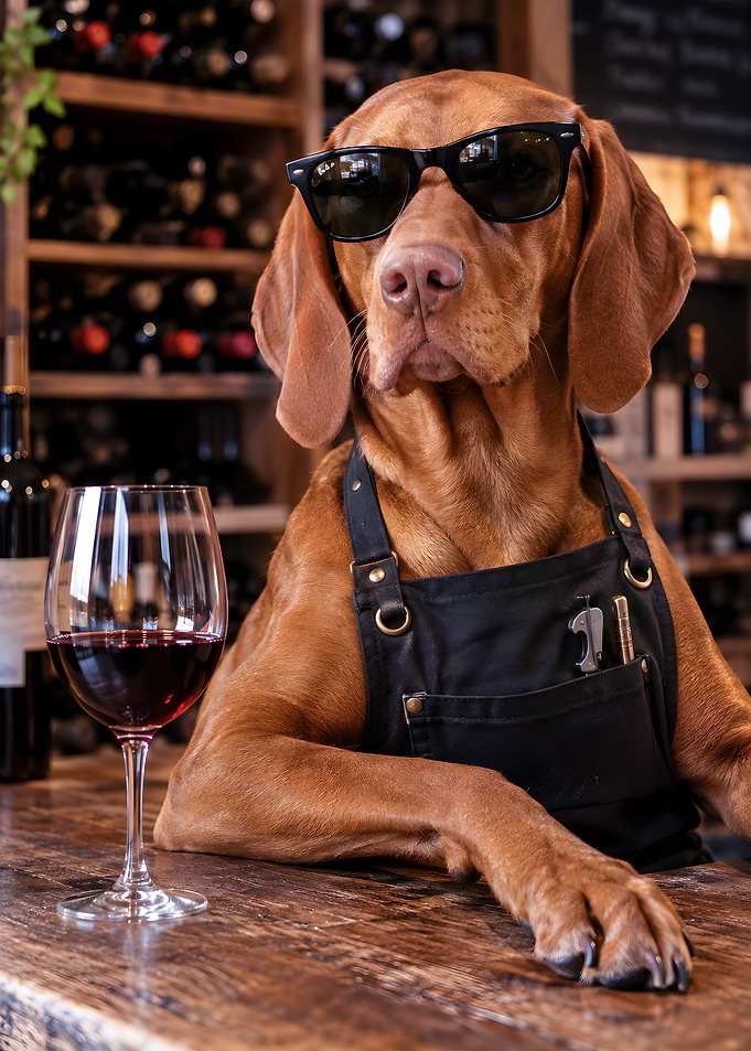 Cool Vizsla Dog Bartender