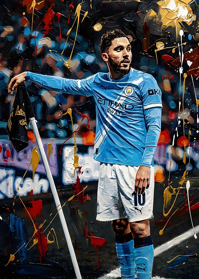 Rayan Cherki Manchester City Oil Painting
