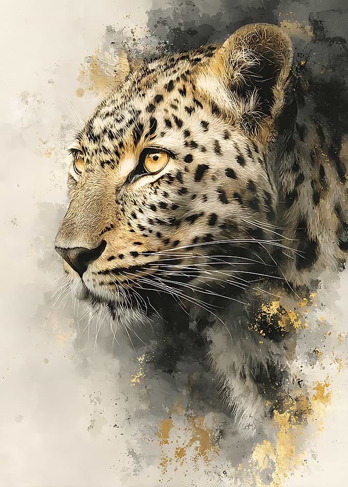 Leopard Portrait with Gold Accents