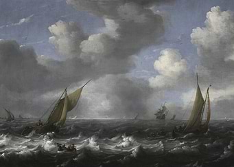Ludolf Backhuysen - Seascape and Fishing Boats