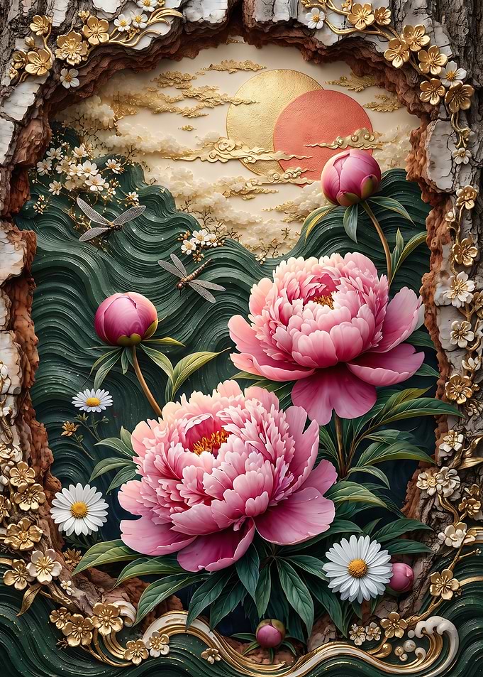 Ornate Peony Garden Art