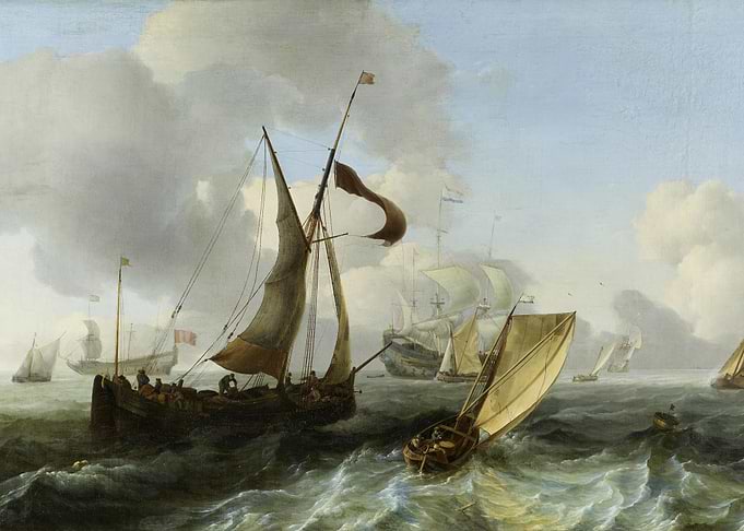Ludolf Backhuysen (1630 -1708) - Slightly moved Sea with Vessels