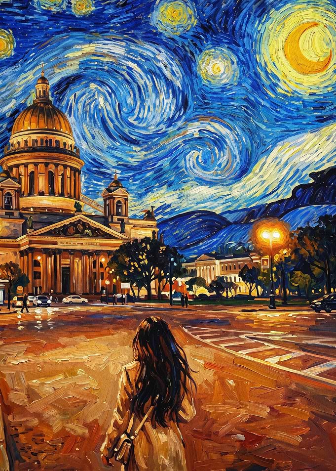 Starry Night Cityscape Van Gogh Art