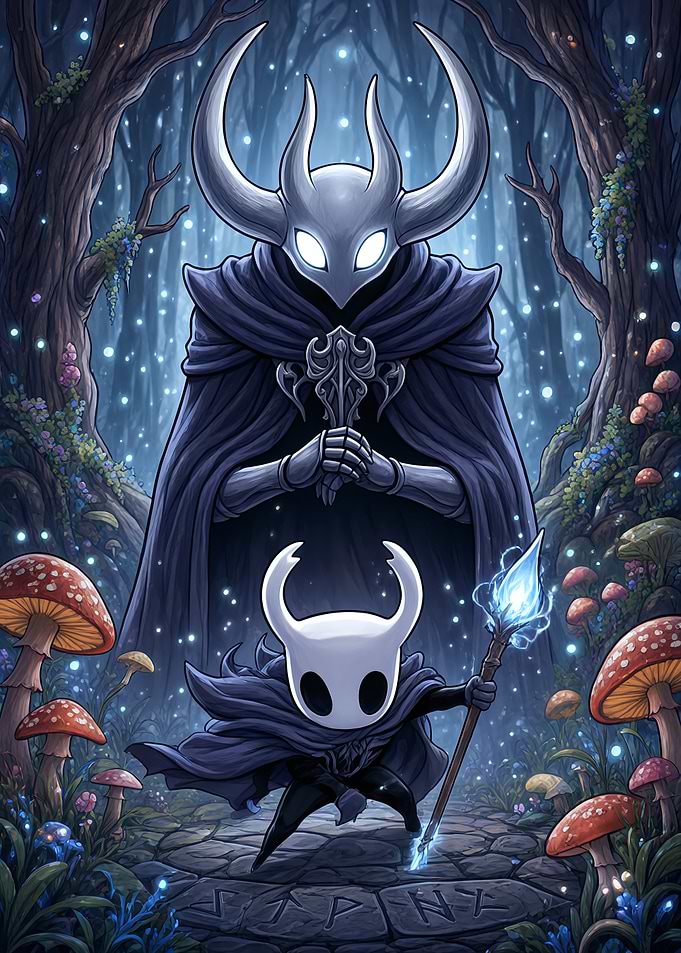 Hollow Knight and Guardian in Forest