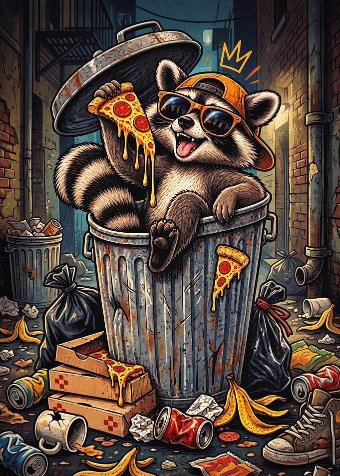 Cool Raccoon Trash Pizza Pop Art