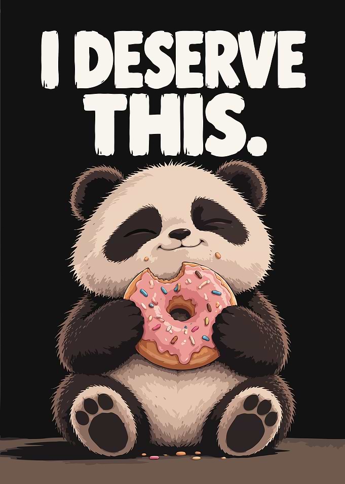 Cute Panda Eating a Donut