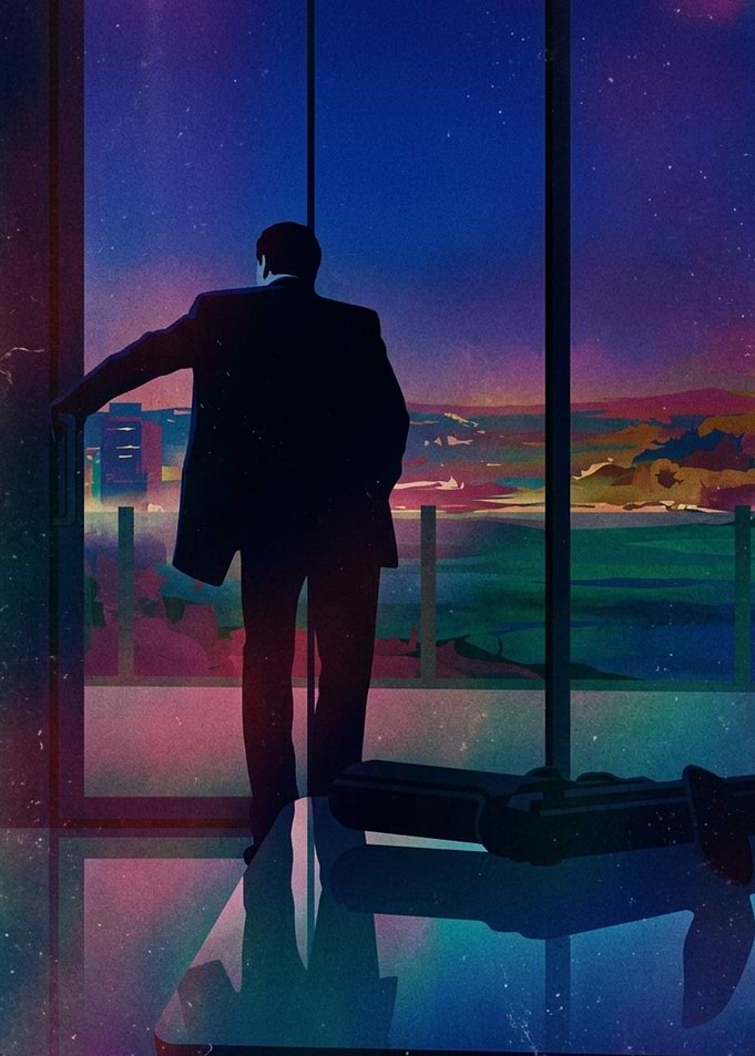 Silhouette of a Man with Gun
