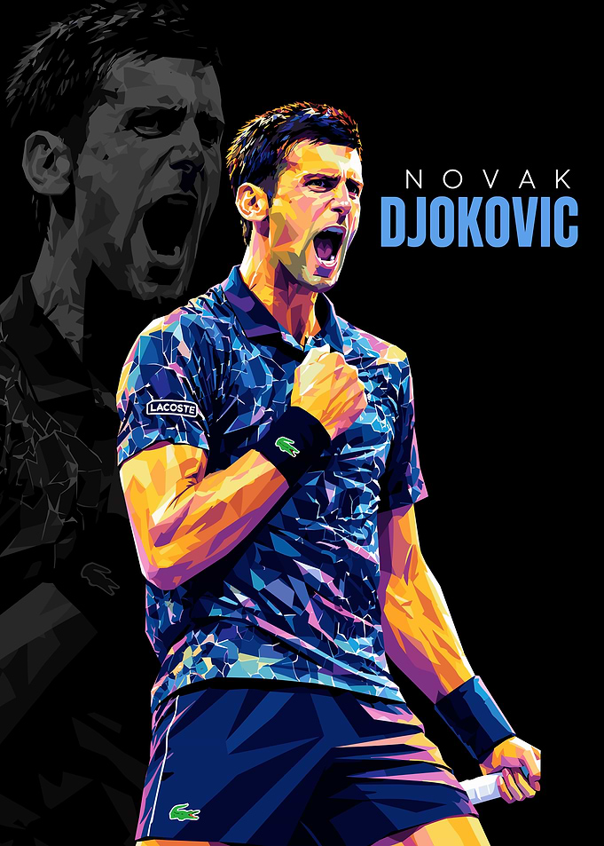 Novak Djokovic Low Poly Art Poster