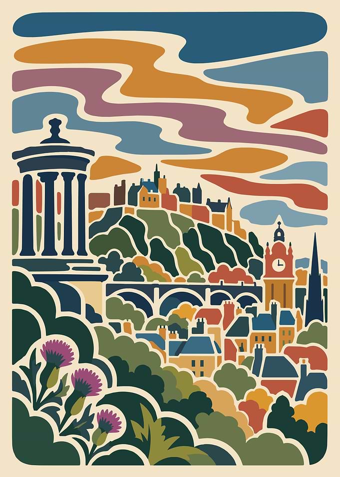 Edinburgh, Scotland Travel Poster – Retro City Wall Art