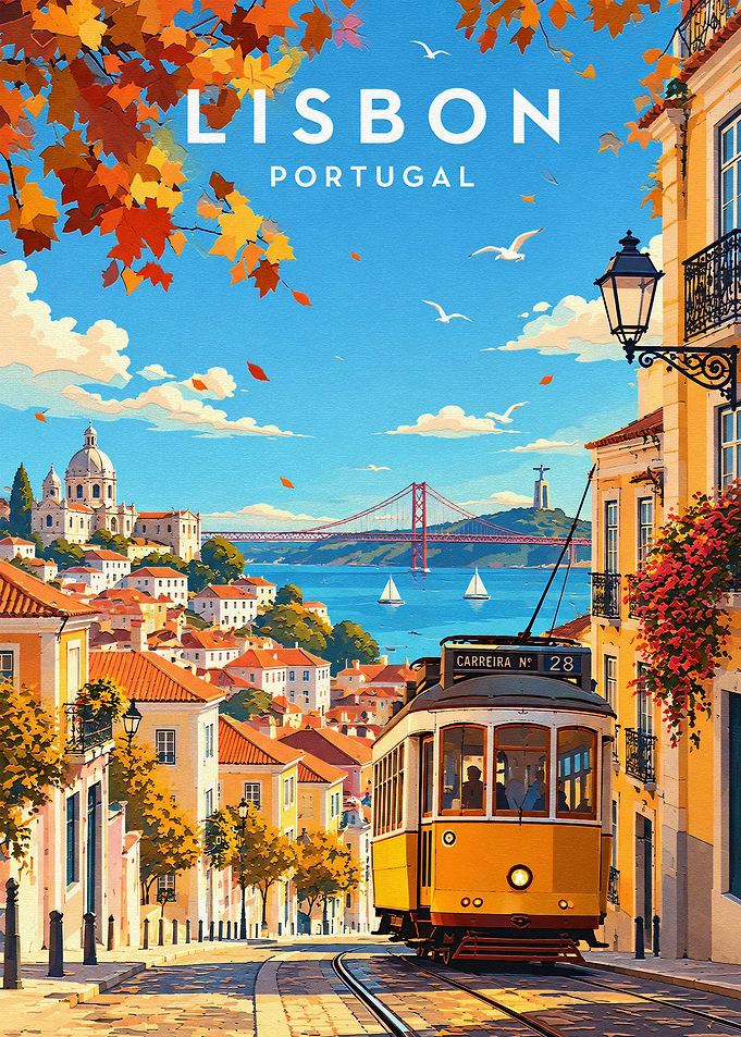 Lisbon Portugal Travel Poster
