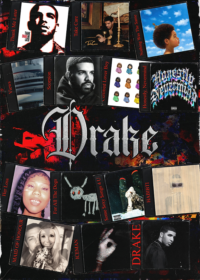 Drake Discography Collage Poster