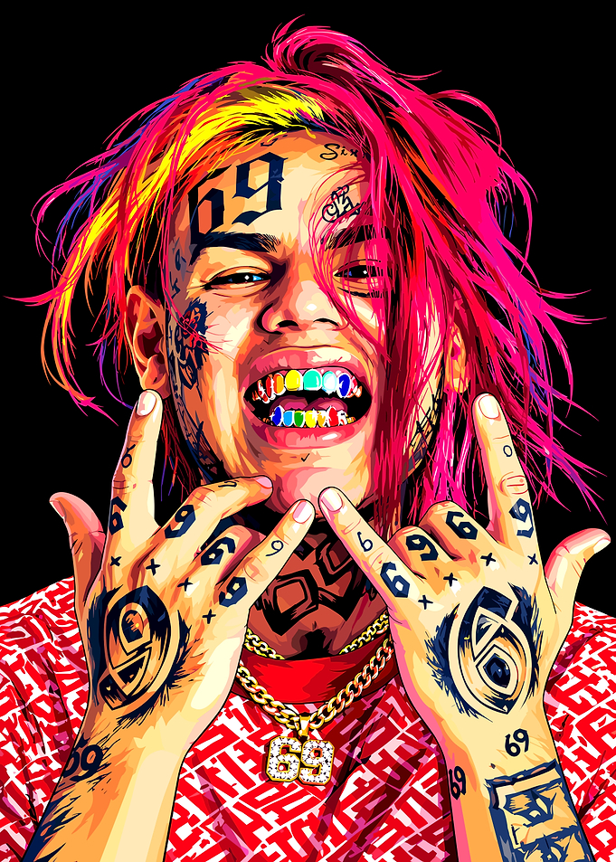 6ix9ine Vibrant Pop Art Portrait