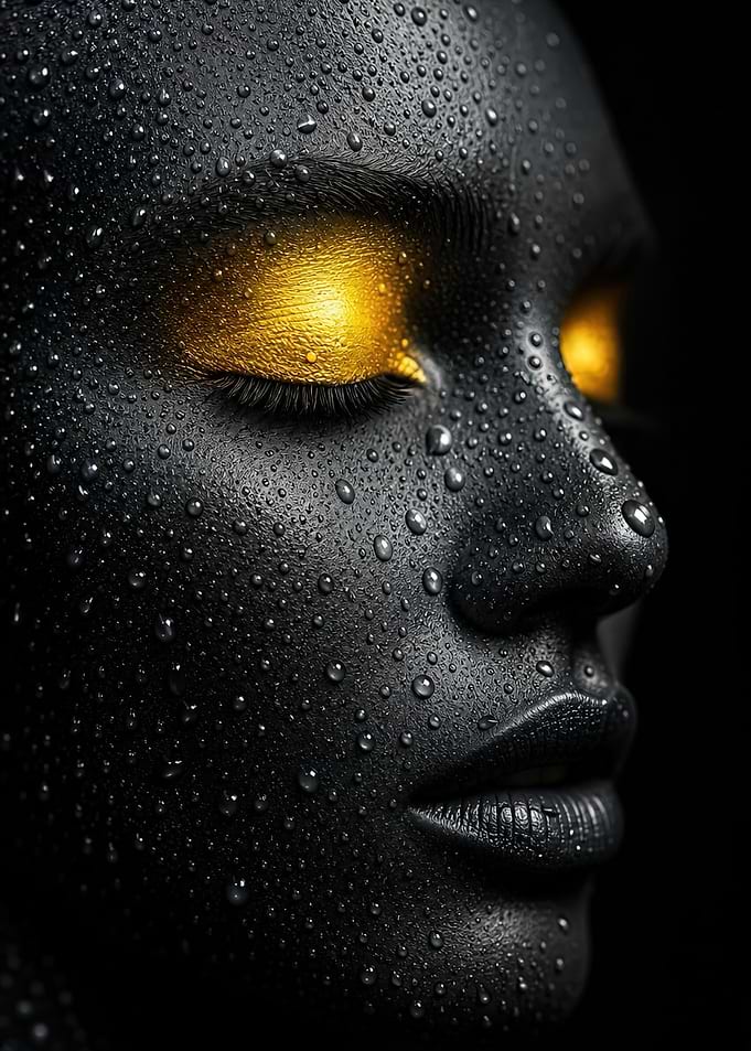 Golden Eyes and Black Skin Portrait