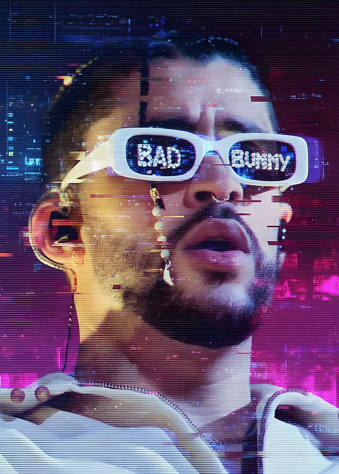 Bad Bunny Glitch Portrait