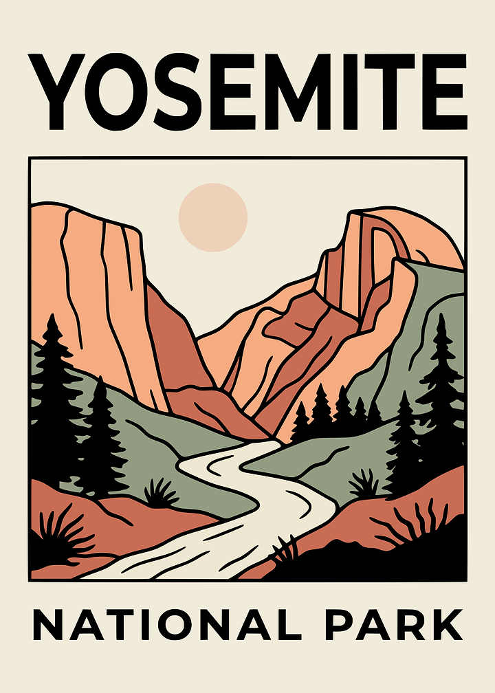 Yosemite National Park Minimalist Poster
