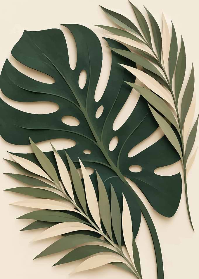 Minimalist Tropical Leaf Paper Art