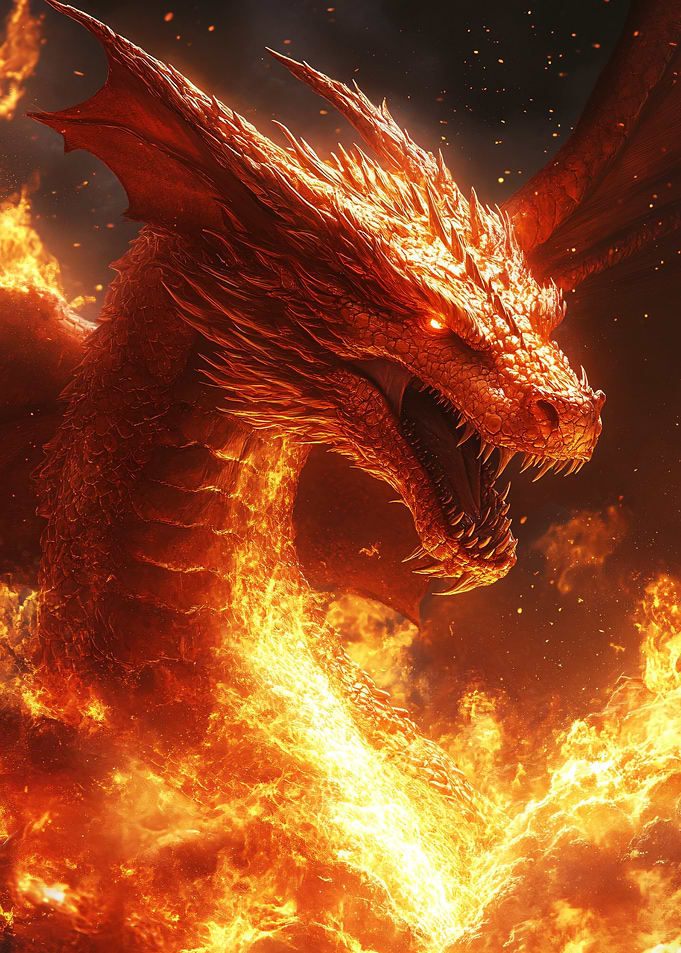Fierce Fire Dragon Portrait